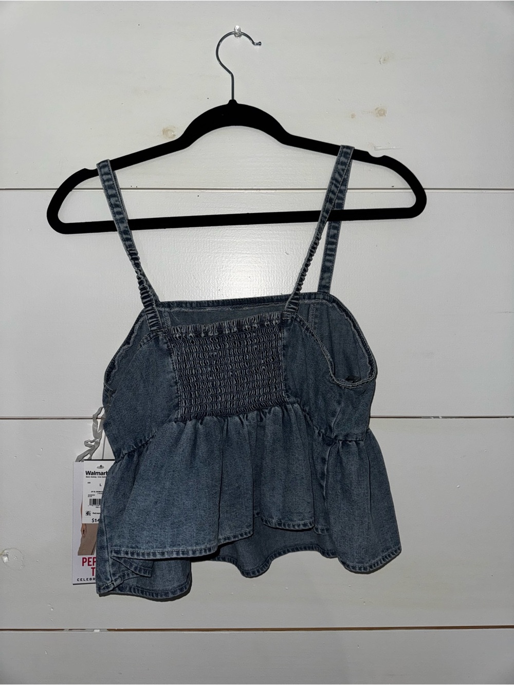 NWT Celebrity Pink Chambray Peplum Tank Top Women’s Medium - Picture 2 of 2